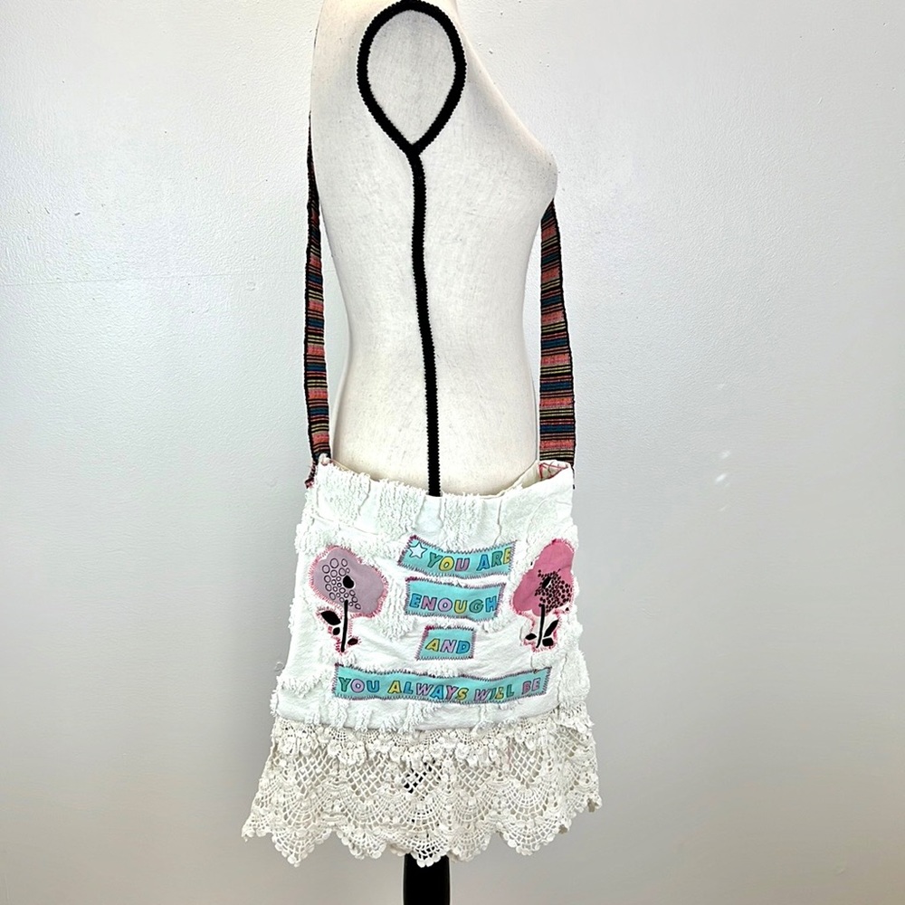 ⭐️Adorned Crown Textile You are enough always will be crossbody bag boho